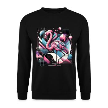 Neon Flamingo Geometrische Pop 80er - Unisex Pullover - Schwarz - Vorne - Alina (178cm) & Michal (187cm)