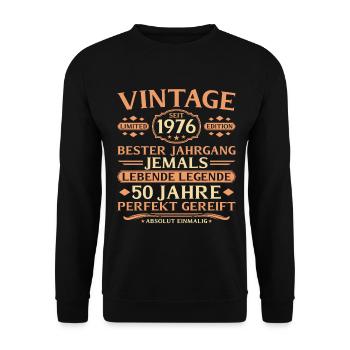 1976 Vintage Absolutely Unique 50th Birthday - Unisex Sweatshirt - black - Front - Alina (178cm) & Michal (187cm)