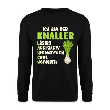 Gewichtheber BIN EIN LAUCH LÄSSIG COOL Lustig - Unisex Pullover - Schwarz - Vorne - Alina (178cm) & Michal (187cm)