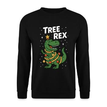 Tree Rex Funny Christmas Dinosaur Humor - Unisex Sweatshirt - black - Front - Alina (178cm) & Michal (187cm)