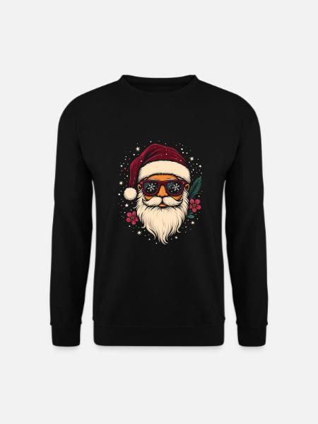 Cooler Weihnachtsmann mit Sonnenbrille Geschenk - Unisex Pullover - Schwarz