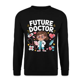 Future Doctor Cartoon - Unisex Sweatshirt - black - Front - Alina (178cm) & Michal (187cm)