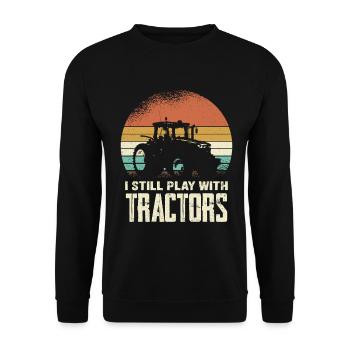 Silhouette de tracteur rétro avec police - Sweat-shirt Unisexe - noir - Devant - Alina (178cm) & Michal (187cm)