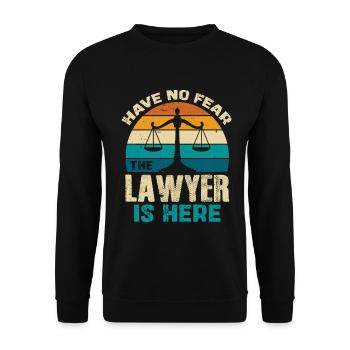 Kein Grund zur Angst Der Anwalt Hier - Unisex Pullover - Schwarz - Vorne - Alina (178cm) & Michal (187cm)