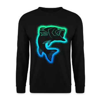 Angeln Fischer Kinder Herren Angler Jungen - Unisex Pullover - Schwarz - Vorne - Alina (178cm) & Michal (187cm)