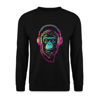 Singe néon avec casque - Sweat-shirt Unisexe - noir - Devant - Alina (178cm) & Michal (187cm)