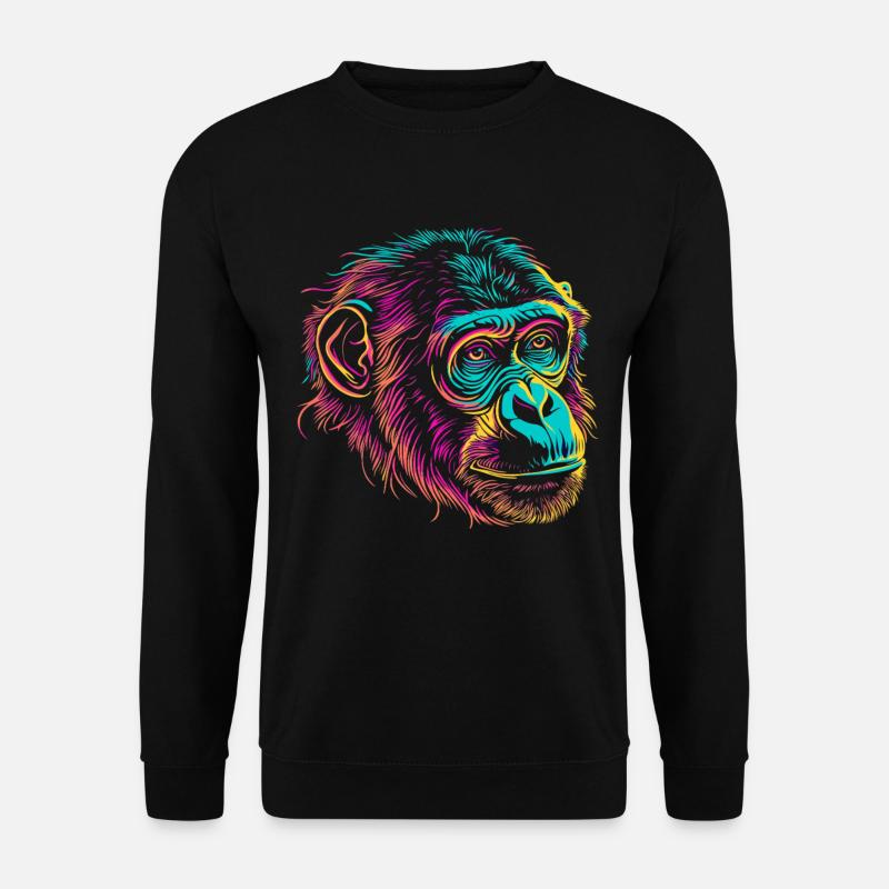 Neonaffen-Porträt Farbexplosion - Unisex Pullover - Schwarz