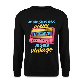 I'm Not Old I'm Vintage Birthday - Unisex Sweatshirt - black - Front - Alina (178cm) & Michal (187cm)