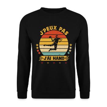 Je Peux Pas J'ai Handball Humour Joueur Hand - Sweat-shirt Unisexe - noir - Devant - Alina (178cm) & Michal (187cm)