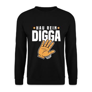 Hau in Digga - Unisex Sweatshirt - black - Front - Alina (178cm) & Michal (187cm)