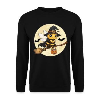 Süße Biene Hexe Halloween Kürbis Vollmond - Unisex Pullover - Schwarz - Vorne - Alina (178cm) & Michal (187cm)