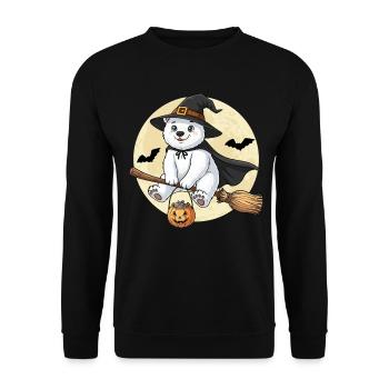 Süße Eisbär Hexe Halloween Kürbis Vollmond - Unisex Pullover - Schwarz - Vorne - Alina (178cm) & Michal (187cm)