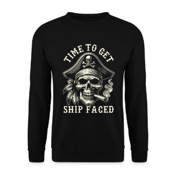 Time to Get Ship Faced - Unisex Sweatshirt - black - Front - Alina (178cm) & Michal (187cm)