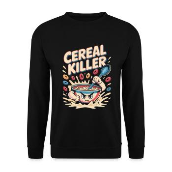 Retro Frühstück - Unisex Pullover - Schwarz - Vorne - Alina (178cm) & Michal (187cm)