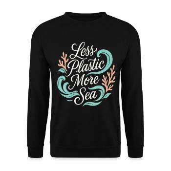 Moins de plastique, plus de mer – Protection de l’environnement et des océans - Sweat-shirt Unisexe - noir - Devant - Alina (178cm) & Michal (187cm)