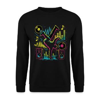 Breakdance Neon Style – Musique & Street Art - Sweat-shirt Unisexe - noir - Devant - Alina (178cm) & Michal (187cm)