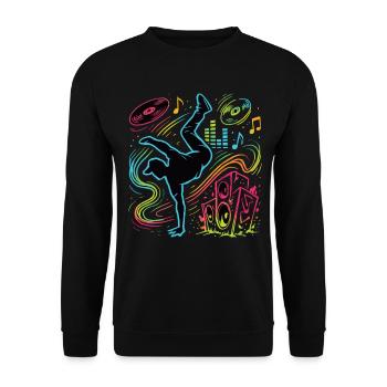 Breakdance Neon Style – Musique & Street Art - Sweat-shirt Unisexe - noir - Devant - Alina (178cm) & Michal (187cm)