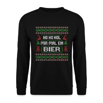 Ho, Ho, Hol mir mal ein Bier - ugly christmas - Unisex Sweatshirt - black - Front - Alina (178cm) & Michal (187cm)
