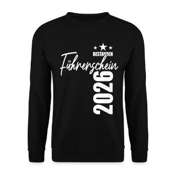 Führerschein bestanden 2026 - Prüfung - Erfolg - Unisex Pullover - Schwarz - Vorne - Alina (178cm) & Michal (187cm)