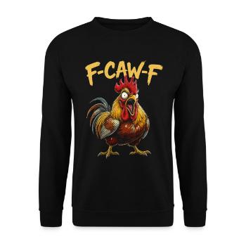 F-CAW-F Rooster Cartoon Graphic - Unisex Sweatshirt - black - Front - Alina (178cm) & Michal (187cm)