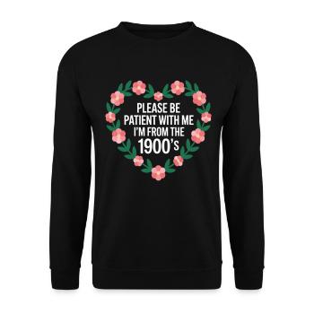 Patience Please 1900s Humor Heart - Unisex Sweatshirt - black - Front - Alina (178cm) & Michal (187cm)