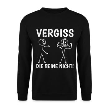 Strichmännchen BEINE NICHT VERGESSEN Lustiges - Unisex Pullover - Schwarz - Vorne - Alina (178cm) & Michal (187cm)