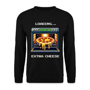 Loading... Extra Cheese | Pizza Gaming Humor - Unisex Sweatshirt - black - Front - Alina (178cm) & Michal (187cm)