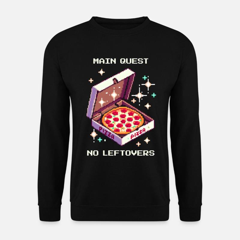 Hauptquest: Keine Reste | Pizza RPG Humor - Unisex Pullover - Schwarz