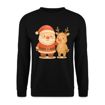 Santa Claus And Reindeer Holiday Season Fun - Unisex Sweatshirt - black - Front - Alina (178cm) & Michal (187cm)