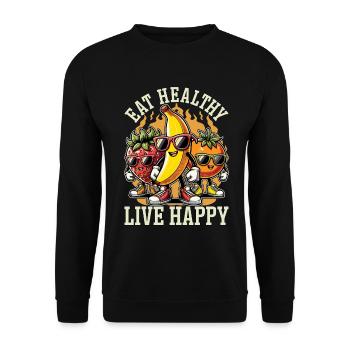 Nutritionist Eat Healthy Live Happy Health Coach - Unisex Sweatshirt - black - Front - Alina (178cm) & Michal (187cm)