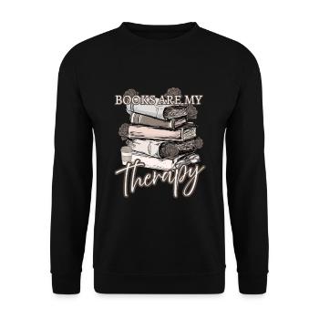 Books are therapy – design for book lovers - Unisex Sweatshirt - black - Front - Alina (178cm) & Michal (187cm)