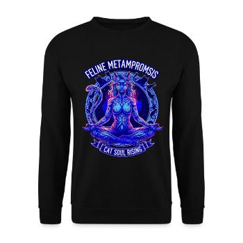 Chat Yoga - Âme de chat en ascension - Mystical Tribal - Sweat-shirt Unisexe - noir - Devant - Alina (178cm) & Michal (187cm)