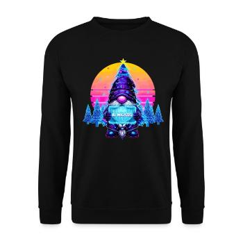 KI GNOME - Synthwave Retrowave 80s - Unisex Sweatshirt - black - Front - Alina (178cm) & Michal (187cm)