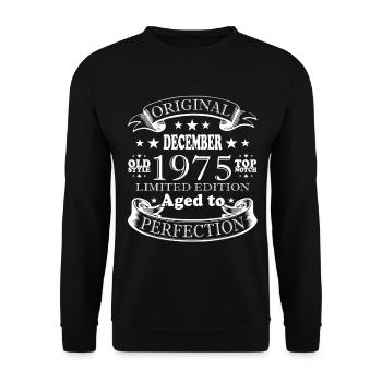 Décembre 1975 | Anniversaire 1975 Millésime Décembre - Sweat-shirt Unisexe - noir - Devant - Alina (178cm) & Michal (187cm)