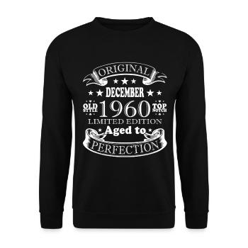 Décembre 1960 | Anniversaire 1960 Millésime Décembre - Sweat-shirt Unisexe - noir - Devant - Alina (178cm) & Michal (187cm)
