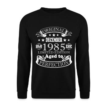 Décembre 1985 | Anniversaire 1985 Millésime Décembre - Sweat-shirt Unisexe - noir - Devant - Alina (178cm) & Michal (187cm)