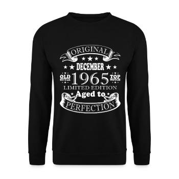 Décembre 1965 | Anniversaire 1965 Millésime Décembre - Sweat-shirt Unisexe - noir - Devant - Alina (178cm) & Michal (187cm)