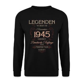 80e anniversaire Légende November Né en 1945 - Sweat-shirt Unisexe - noir - Devant - Alina (178cm) & Michal (187cm)