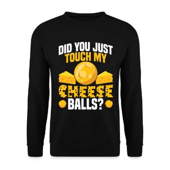  Cheese Ball Foodie Snacks Costume for Women - Unisex Sweatshirt - black - Front - Alina (178cm) & Michal (187cm)
