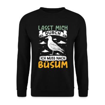 Vacances à la mer du Nord LET ME THROUGH DOIT ALLER À BÜSUM - Sweat-shirt Unisexe - noir - Devant - Alina (178cm) & Michal (187cm)