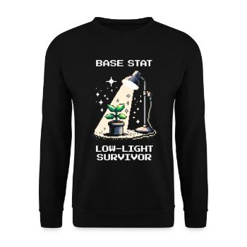 Low-Light Survivor | Pflanzen Gamer Spruch - Unisex Pullover - Schwarz - Vorne - Alina (178cm) & Michal (187cm)