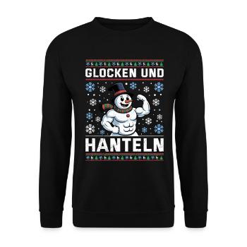 Noël CLOCHES ET HALTÈRES Fun - Sweat-shirt Unisexe - noir - Devant - Alina (178cm) & Michal (187cm)