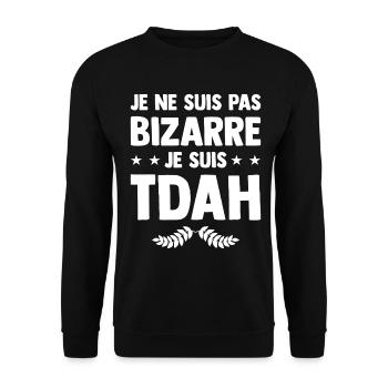 Ich bin ADHS - Hyperaktive Hyperaktivität Humor - Unisex Pullover - Schwarz - Vorne - Alina (178cm) & Michal (187cm)