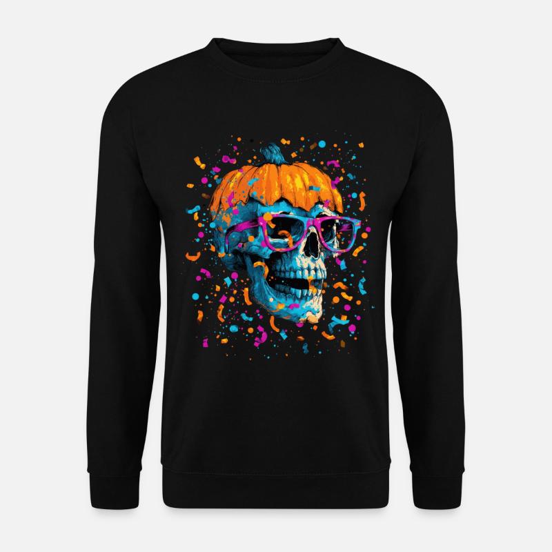 Skelett-party-kürbis, Gruseliger Halloween-spaß - Unisex Pullover - Schwarz