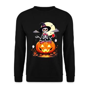 Sorcières-halloween-citrouille-fêtards, Festif, - Sweat-shirt Unisexe - noir - Devant - Alina (178cm) & Michal (187cm)