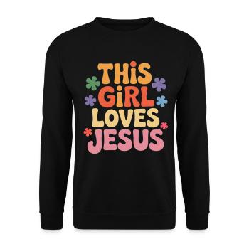 This Girl Loves Jesus - Unisex Sweatshirt - black - Front - Alina (178cm) & Michal (187cm)
