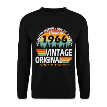 1966 Vintage Born Retro Birthday Gift - Unisex Sweatshirt - black - Front - Alina (178cm) & Michal (187cm)