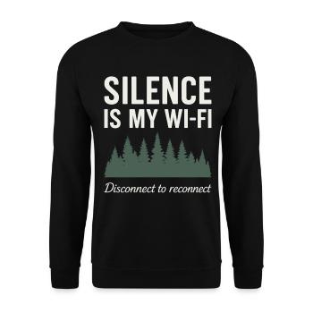 Silence is my Wi-Fi: Nature motif with trees - Unisex Sweatshirt - black - Front - Alina (178cm) & Michal (187cm)