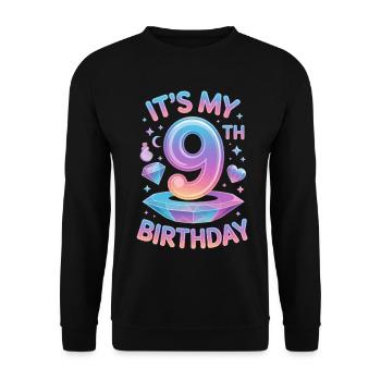 Happy 9th Birthday! - Unisex Sweatshirt - black - Front - Alina (178cm) & Michal (187cm)