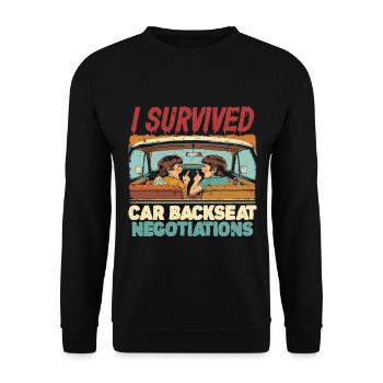 Sibling Car Backseat Negotiations - Unisex Sweatshirt - black - Front - Alina (178cm) & Michal (187cm)